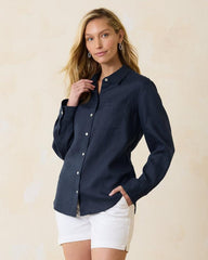 Women Tops & Shirts | Tommy Bahama Coastalina Relaxed Long-Sleeve Linen Top Coastline