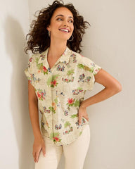 Women Tops & Shirts | Tommy Bahama Disney Huladay Adventures Camp Shirt Bleached Sand