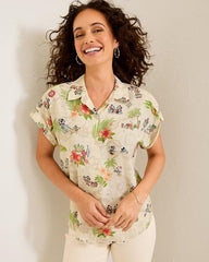 Women Tops & Shirts | Tommy Bahama Disney Huladay Adventures Camp Shirt Bleached Sand