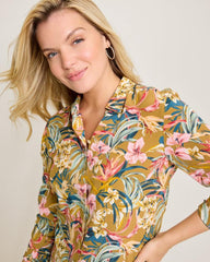 Women Tops & Shirts | Tommy Bahama Flora Amora Long-Sleeve Silk Shirt Greek Olive
