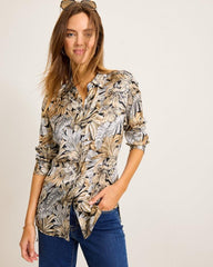 Women Tops & Shirts | Tommy Bahama Grand Canal Long-Sleeve Silk Shirt Black