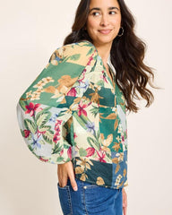 Women Tops & Shirts | Tommy Bahama Hightide Flora Pintuck Blouse Bonsai