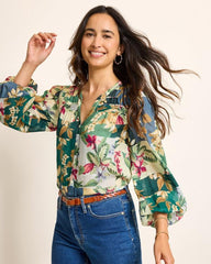 Women Tops & Shirts | Tommy Bahama Hightide Flora Pintuck Blouse Bonsai