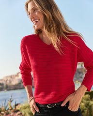 Women Tops & Shirts | Tommy Bahama Jewel Bay Sequin V-Neck Sweater Tango Red
