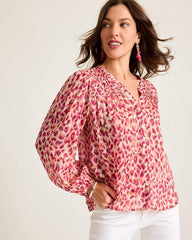 Women Tops & Shirts | Tommy Bahama Jeweled Jaguar Pintuck Blouse Bleached Sand