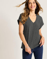 Women Tops & Shirts | Tommy Bahama Kauai Tranquil Sea V-Neck T-Shirt Black