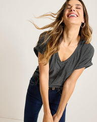 Women Tops & Shirts | Tommy Bahama Kauai Tranquil Sea V-Neck T-Shirt Black