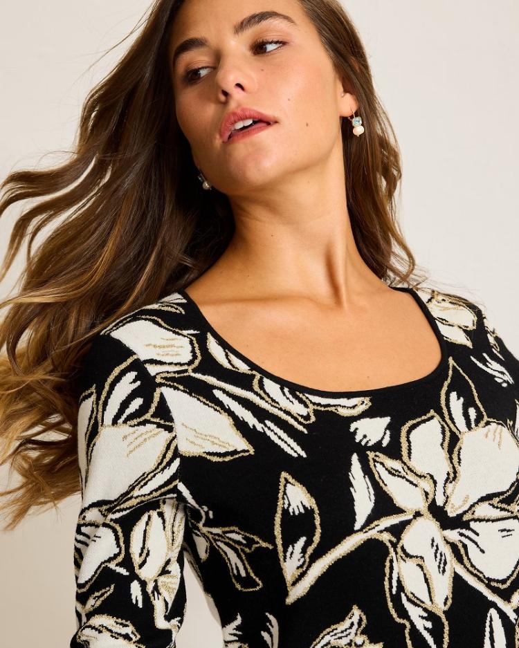 Women Tops & Shirts | Tommy Bahama Noche Mar Jacquard Sweater Black