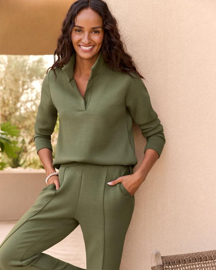 Women Tops & Shirts | Tommy Bahama Palm Voyage Sweatshirt Beetle Green