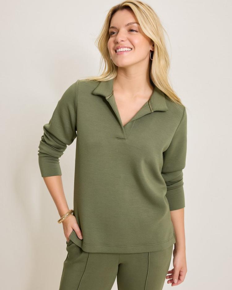 Women Tops & Shirts | Tommy Bahama Palm Voyage Sweatshirt Beetle Green