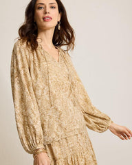 Women Tops & Shirts | Tommy Bahama Playa Python Peasant Top Travertine