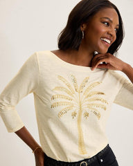 Women Tops & Shirts | Tommy Bahama Puerta Del Sol Lux 3/4-Sleeve T-Shirt Coconut