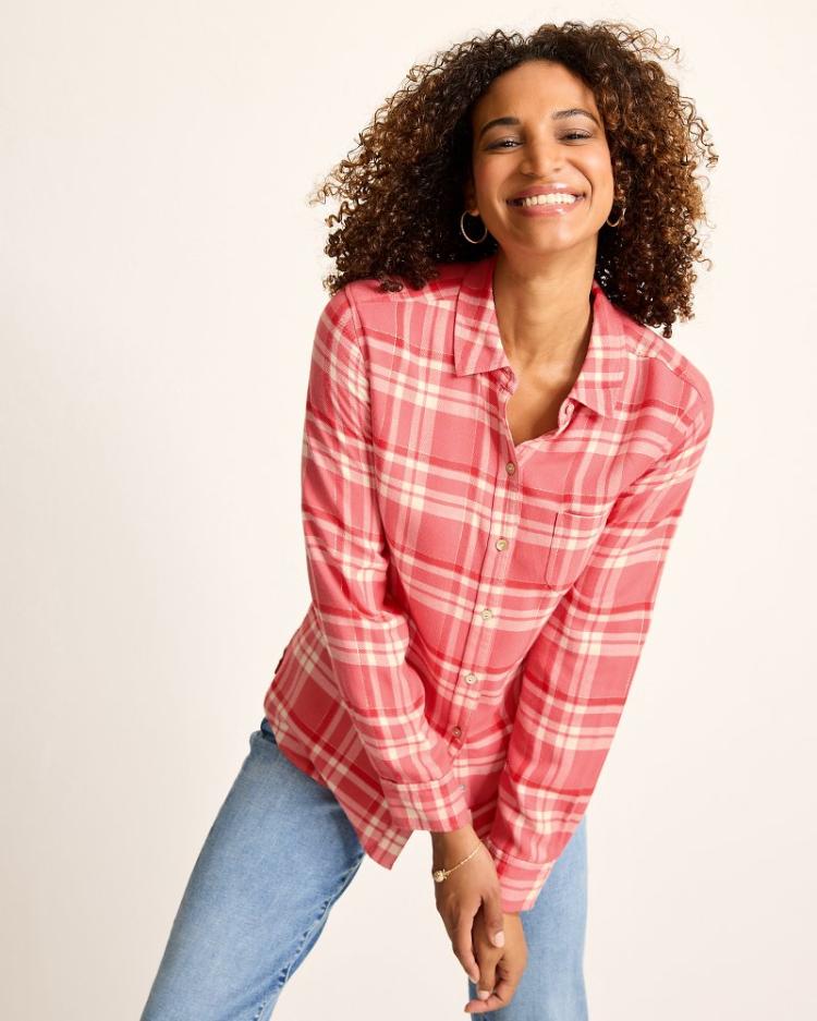Women Tops & Shirts | Tommy Bahama Seabed Sands Flannel Shirt Red Sunset