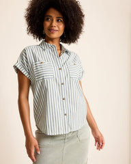 Women Tops & Shirts | Tommy Bahama Seaway Stripe Coastal Twill Shirt Seacoast Wash