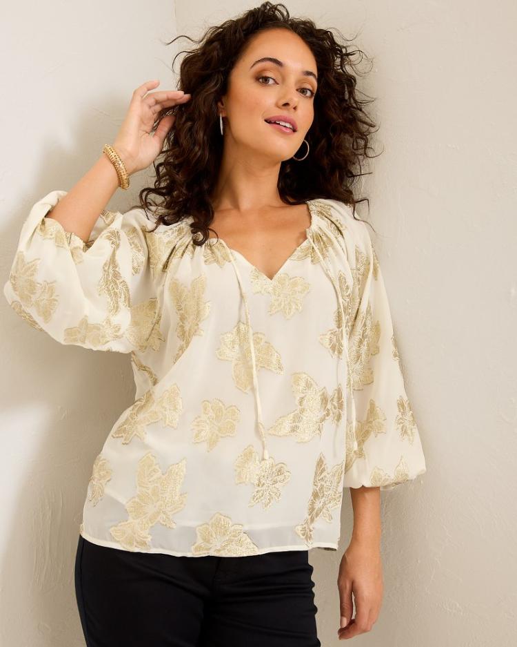 Women Tops & Shirts | Tommy Bahama Shimmering Shores Peasant Top Coconut