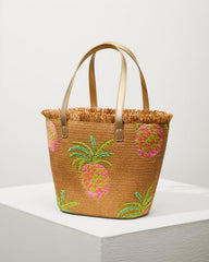 Women/Beach & Home Handbags & Clutches | Tommy Bahama Flamingo Pineapple Straw Tote Natural Pink