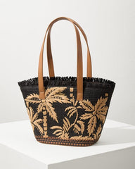 Women/Beach & Home Handbags & Clutches | Tommy Bahama Raffia Palms Small Tote Black Multi
