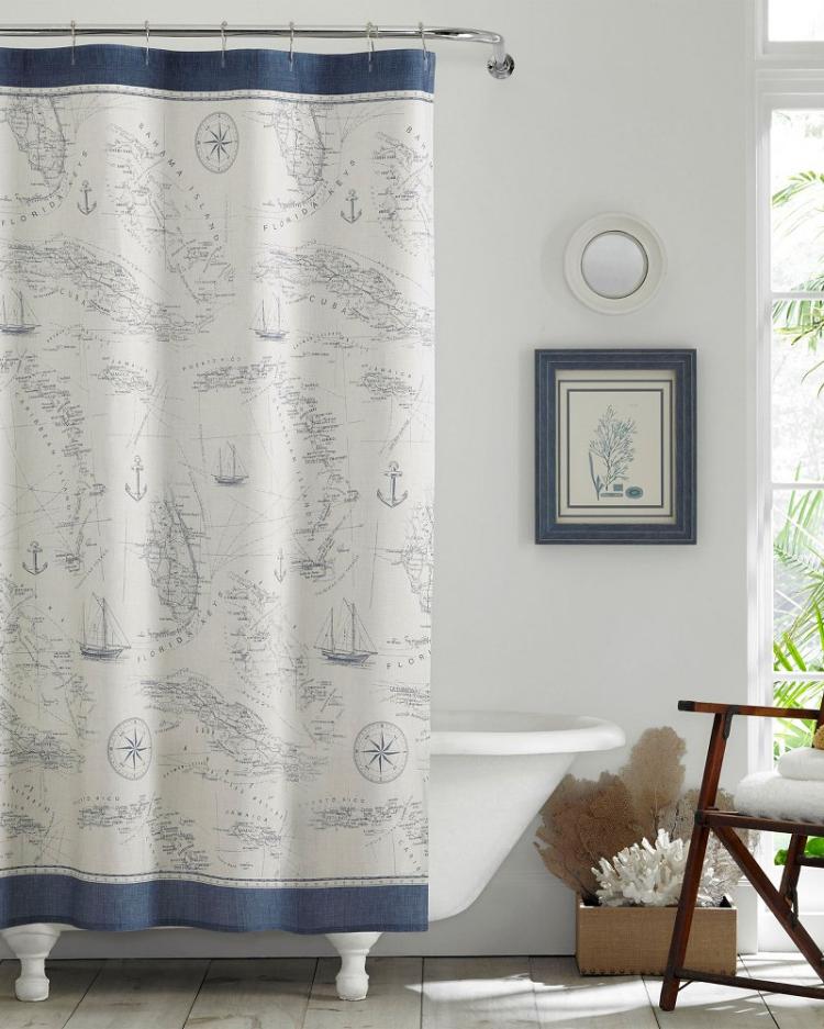 Beach &amp; Home Bath | Tommy Bahama Caribbean Sea Lt-Pastel Blue Shower Curtain Blue