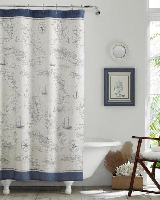 Beach &amp; Home Bath | Tommy Bahama Caribbean Sea Lt-Pastel Blue Shower Curtain Blue