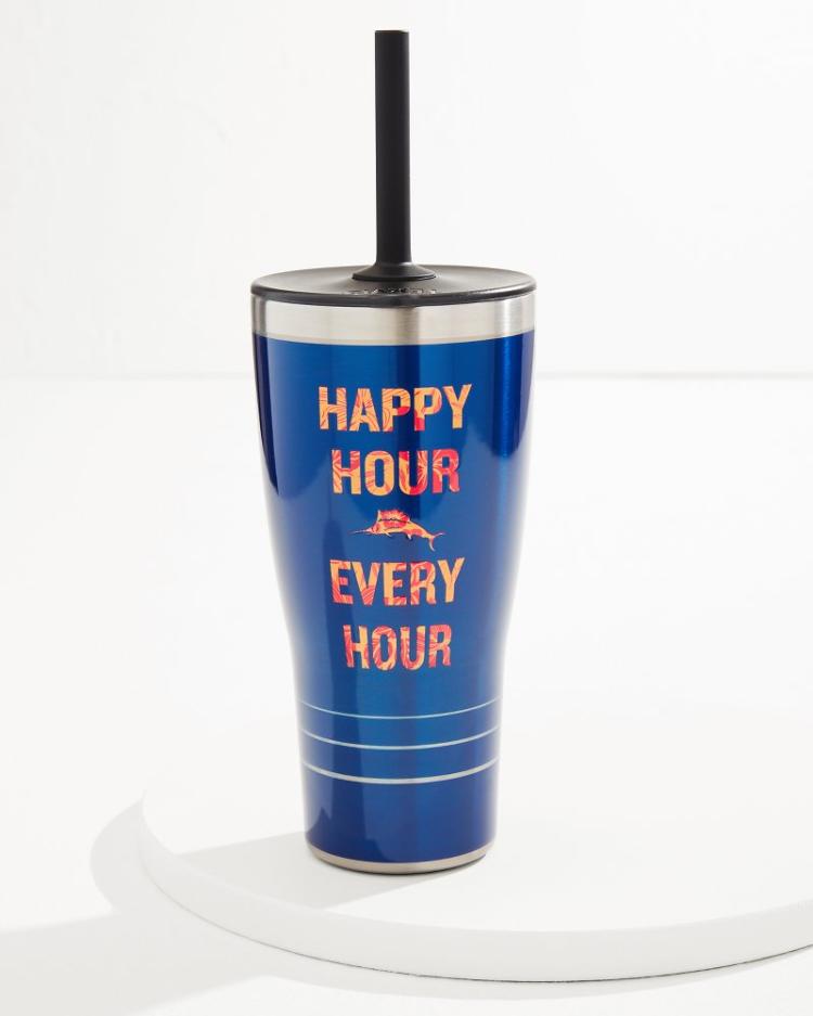 Beach &amp; Home Beach Accessories | Tommy Bahama Happy Hour Every Hour 30-oz. Tervis® Tumbler With Straw Lid Blue