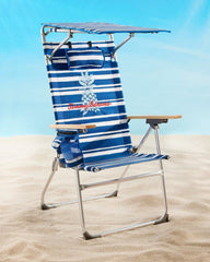 Beach &amp; Home Beach Chairs | Tommy Bahama Tommy Bahama Pineapple Stripe Highboy Chair With Shade Blue/white