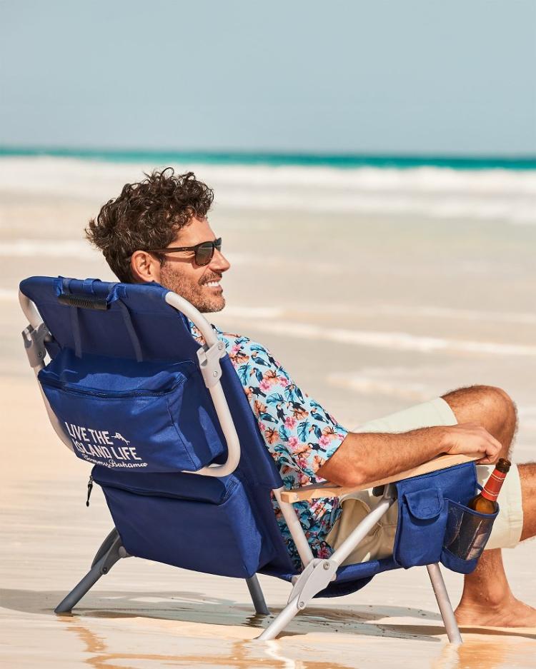 Beach &amp; Home Beach Chairs | Tommy Bahama Tommy Bahama Wavy Marlin Deluxe Backpack Beach Chair Navy