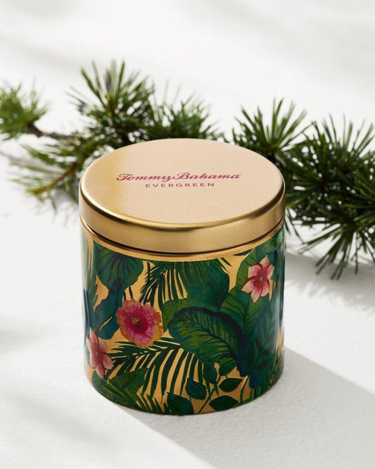 Beach &amp; Home Candles &amp; Diffusers | Tommy Bahama Evergreen 10.6-oz. Floral Embossed Candle Tin Evergreen