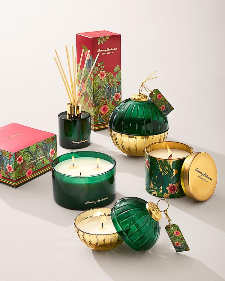 Beach &amp; Home Candles &amp; Diffusers | Tommy Bahama Evergreen 3-oz. Etched Ornament Candle Evergreen