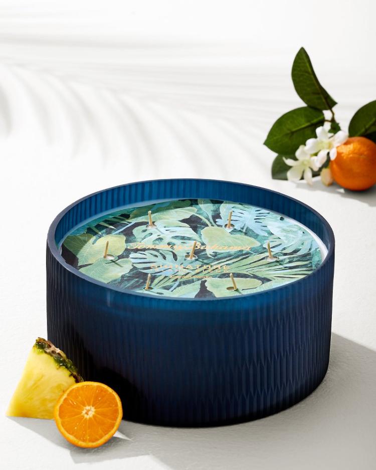 Beach &amp; Home Candles &amp; Diffusers | Tommy Bahama Island Blend 57-oz. Cut Glass 7-Wick Candle Island Blend
