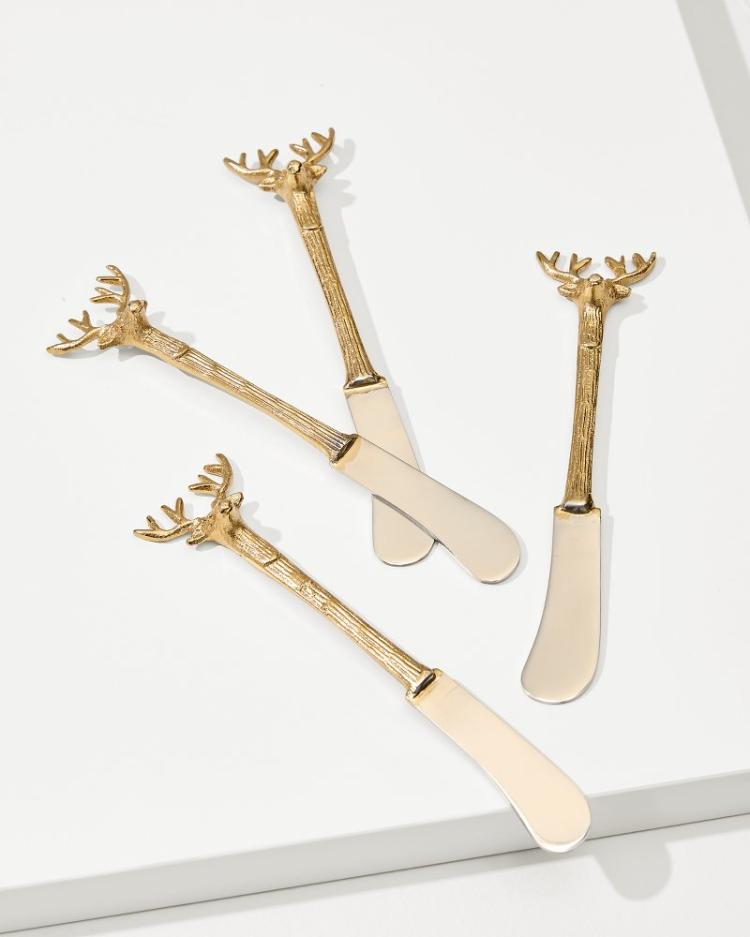 Beach &amp; Home Drinkware &amp; Bar | Tommy Bahama Brass And Stainless Steel Stag Butter Knives - Set Of 4 Gold