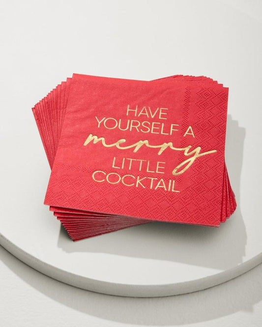Beach &amp; Home Drinkware &amp; Bar | Tommy Bahama Have Yourself A Merry Little Cocktail Napkins Red