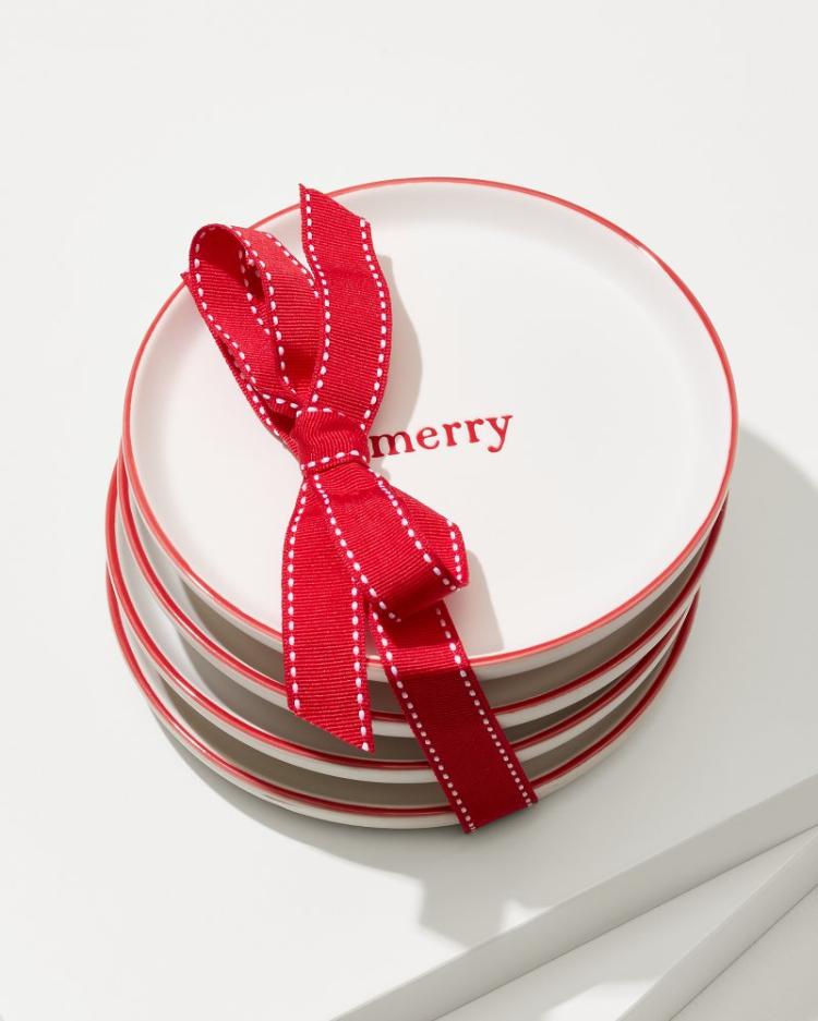 Beach &amp; Home Drinkware &amp; Bar | Tommy Bahama Holiday Appetizer Plates—Set Of 4 Red