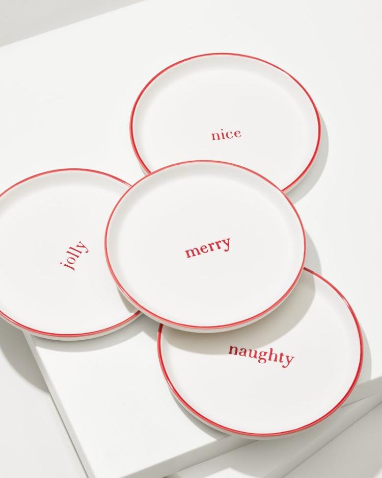 Beach &amp; Home Drinkware &amp; Bar | Tommy Bahama Holiday Appetizer Plates—Set Of 4 Red