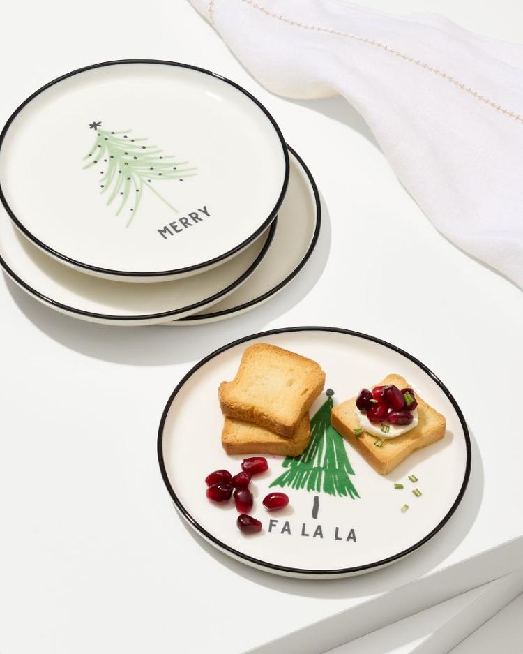 Beach &amp; Home Drinkware &amp; Bar | Tommy Bahama Holiday Tree Appetizer Plates—Set Of 4 Green
