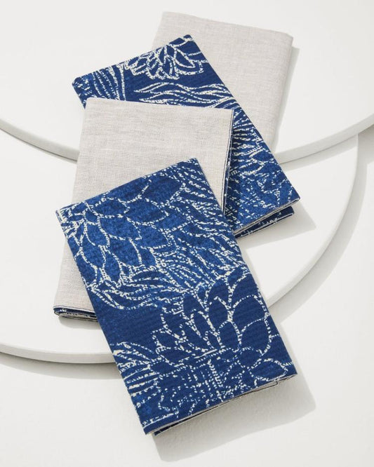 Beach &amp; Home Drinkware &amp; Bar | Tommy Bahama Island Navy Upcycled Reversible Dinner Napkins - Set Of 4 Island Navy