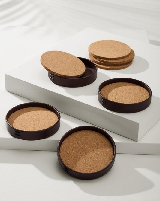 Beach &amp; Home Drinkware &amp; Bar | Tommy Bahama Leather Coasters—Set Of 4 Brown