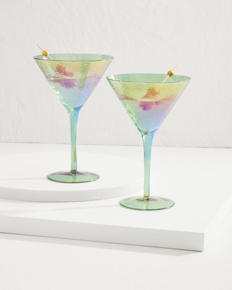 Beach &amp; Home Drinkware &amp; Bar | Tommy Bahama Luster Martini Glasses — Set Of 2 Light Blue