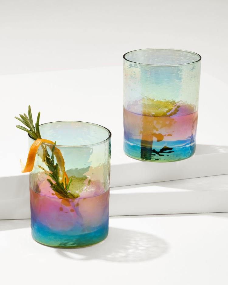 Beach &amp; Home Drinkware &amp; Bar | Tommy Bahama Luster Rocks Glasses — Set Of 2 Light Blue