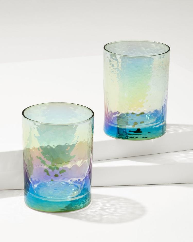 Beach &amp; Home Drinkware &amp; Bar | Tommy Bahama Luster Rocks Glasses — Set Of 2 Light Blue