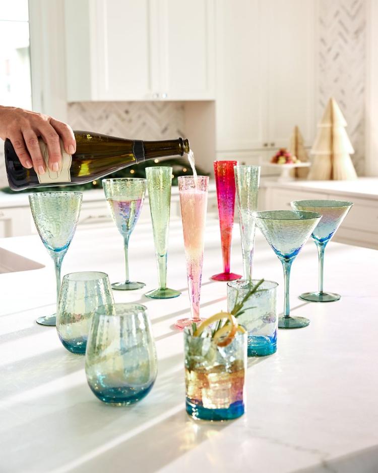 Beach &amp; Home Drinkware &amp; Bar | Tommy Bahama Luster Rocks Glasses — Set Of 2 Light Blue