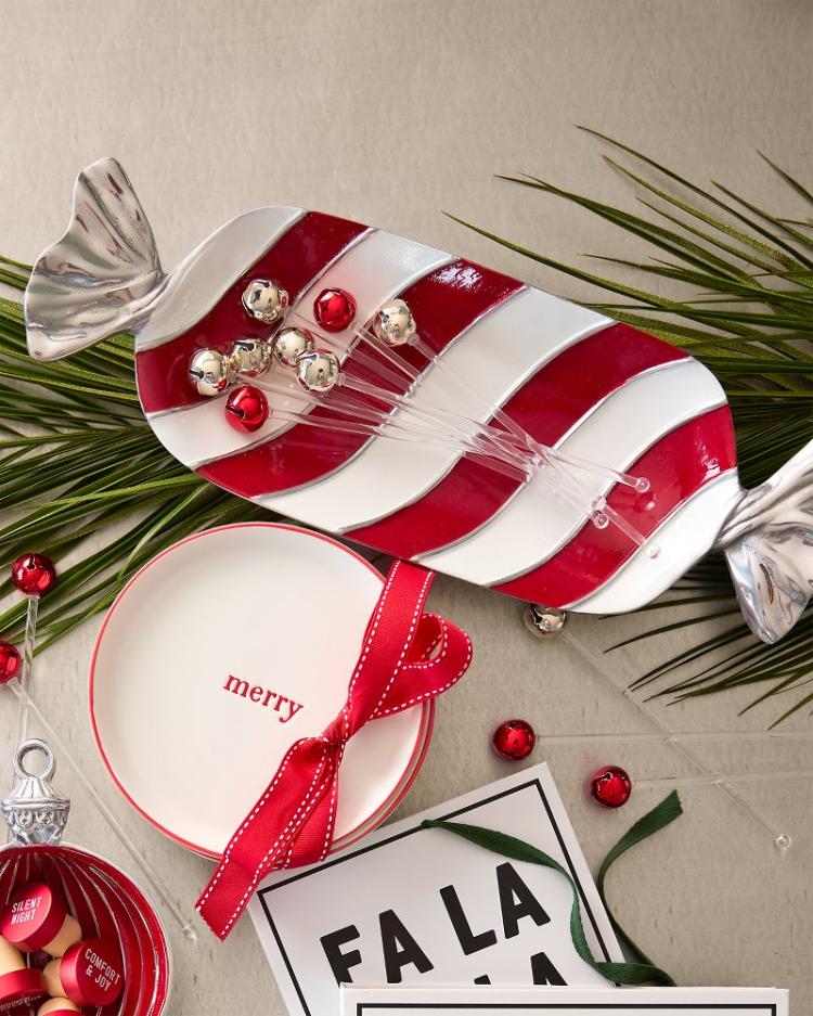 Beach &amp; Home Drinkware &amp; Bar | Tommy Bahama Peppermint Candy Dish Red/white