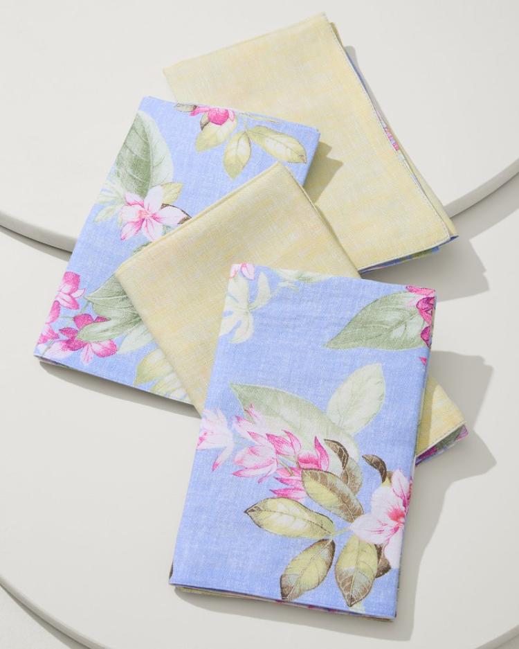 Beach &amp; Home Drinkware &amp; Bar | Tommy Bahama Ray Upcycled Reversible Linen Dinner Napkins - Set Of 4 Ray
