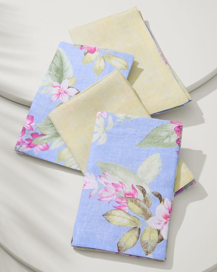 Beach &amp; Home Drinkware &amp; Bar | Tommy Bahama Ray Upcycled Reversible Linen Dinner Napkins - Set Of 4 Ray