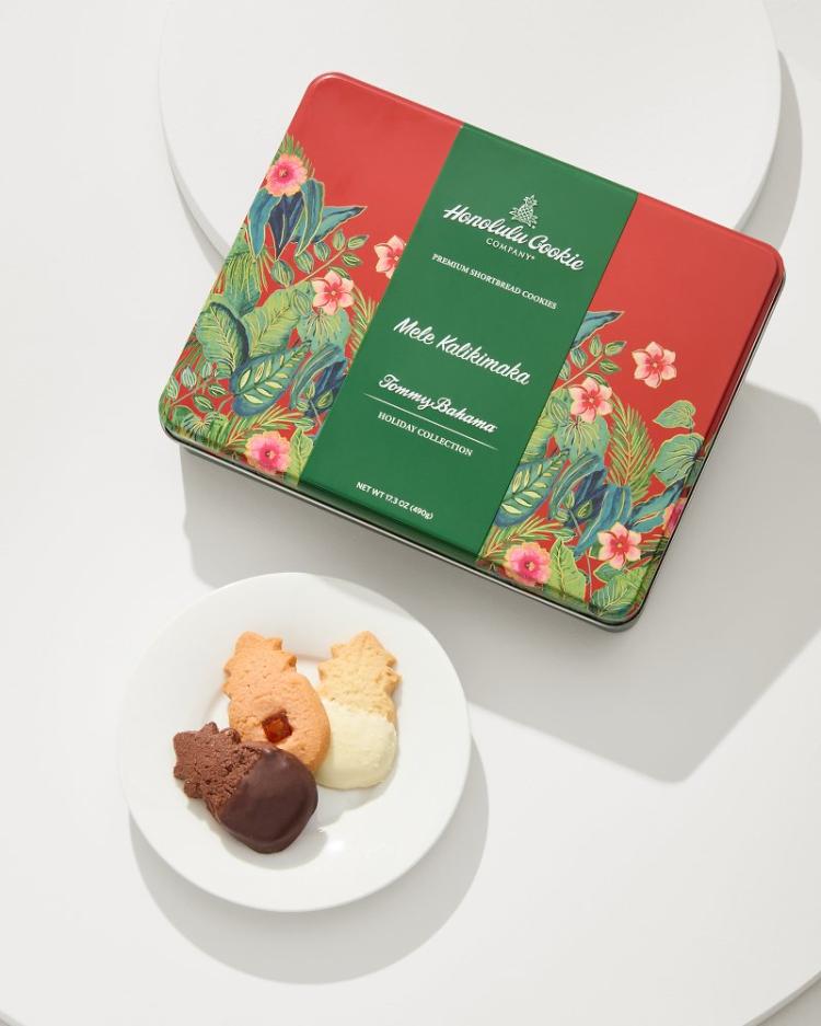 Beach &amp; Home Drinkware &amp; Bar | Tommy Bahama Tommy Bahama X Honolulu Cookie Company® Mele Kalikimaka Gift Tin Red