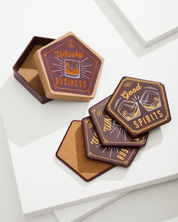 Beach &amp; Home Drinkware &amp; Bar | Tommy Bahama Whisky Business Coasters — Set Of 4 Brown