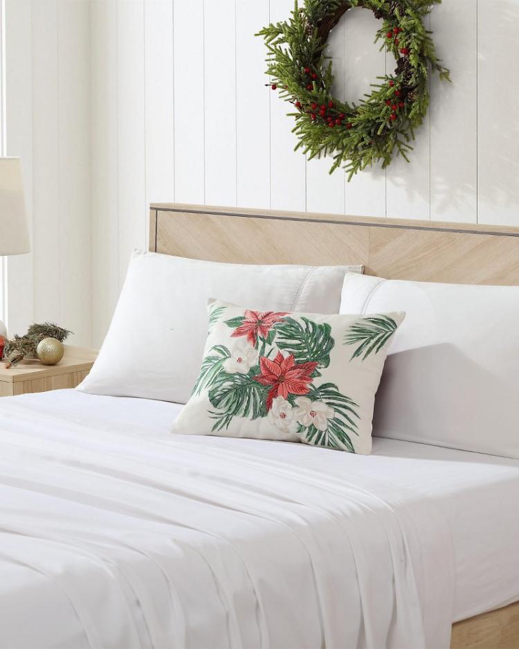 Beach &amp; Home Pillows &amp; Shams | Tommy Bahama Festive Palms Velvet Embroidered Decorative Pillow Multicolor