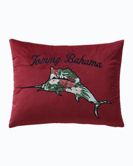 Beach &amp; Home Pillows &amp; Shams | Tommy Bahama Holiday Marlin Velvet Embroidered Decorative Pillow Red