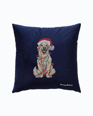 Beach &amp; Home Pillows &amp; Shams | Tommy Bahama Holiday Retriever Velvet Decorative Pillow Navy