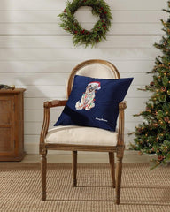 Beach &amp; Home Pillows &amp; Shams | Tommy Bahama Holiday Retriever Velvet Decorative Pillow Navy