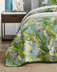 Beach &amp; Home Quilts &amp; Blankets | Tommy Bahama Aregada Dock 3-Piece Full/Queen Quilt Set Blue